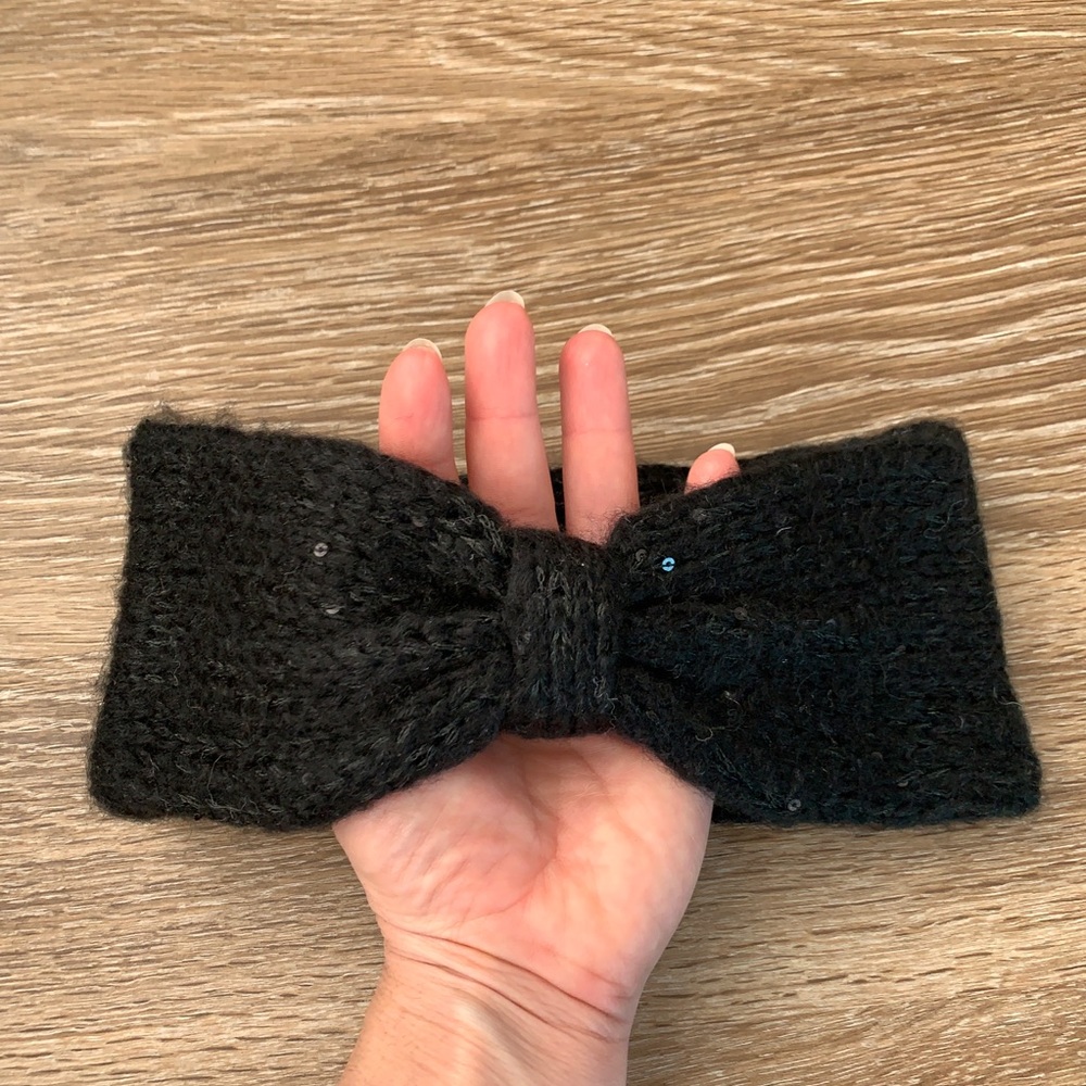 NWOT Black Winter Woven Bow Headband